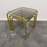 Brass and smoked glass nesting tables, 1970s
