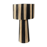 Striped raffia table lamp