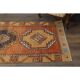 1970s vintage Turkish Oushak handmade wool cotton orange runner rug 103x330