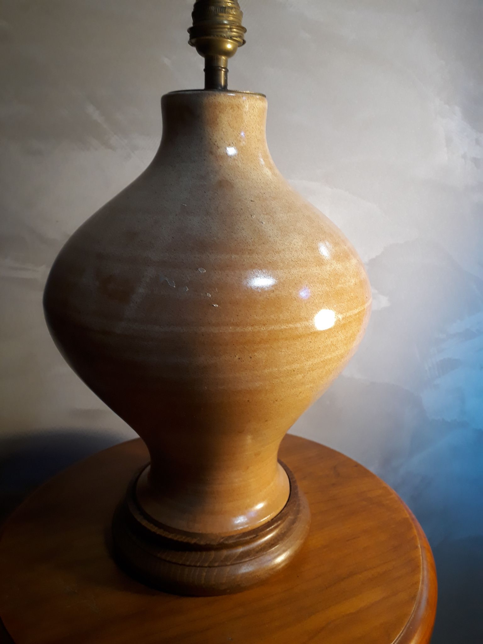 Pied de lampe terre cuite vernissé avec douille  35x20