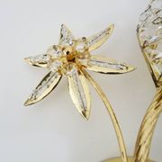 Pair of vintage floral wall sconces in gold metal and tassel