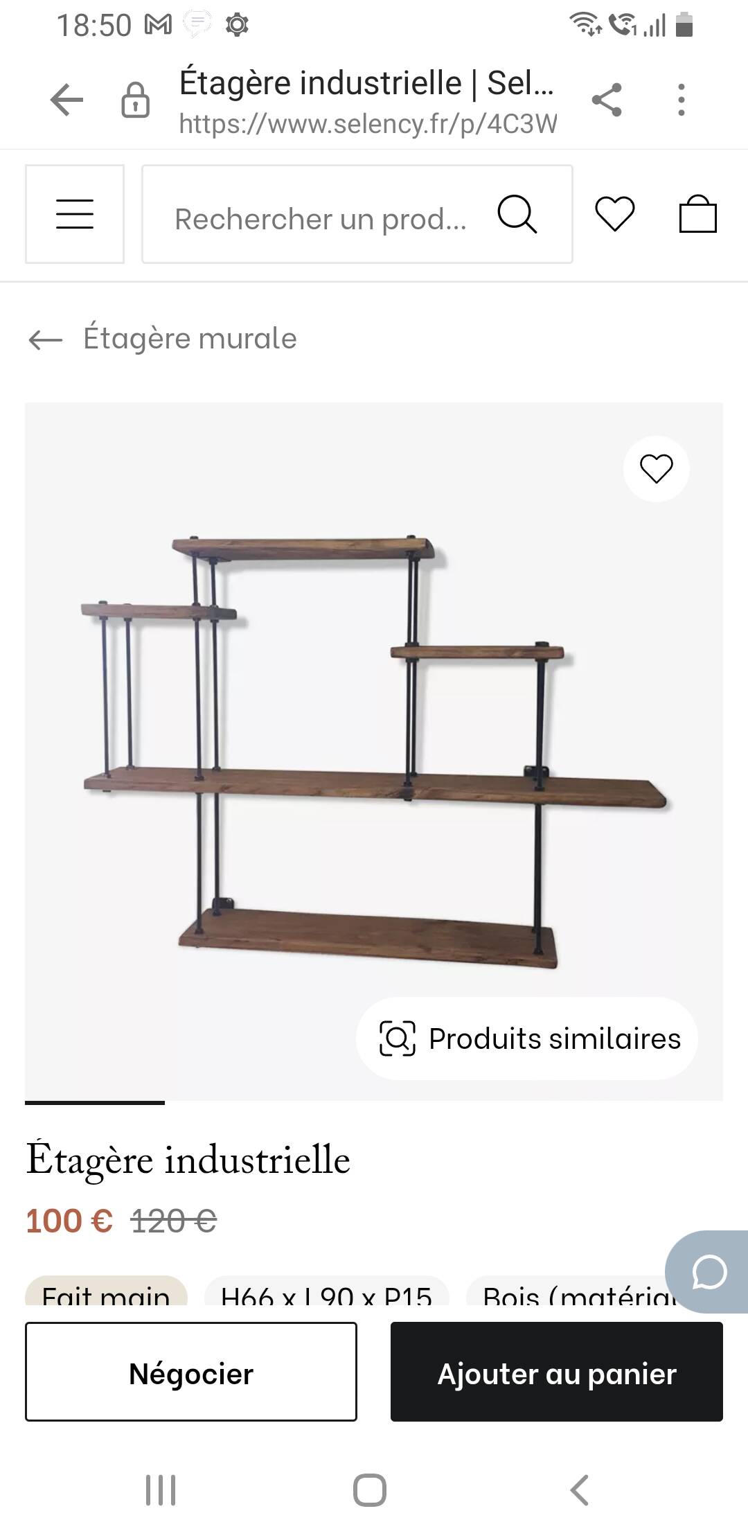 Industrial wall shelf