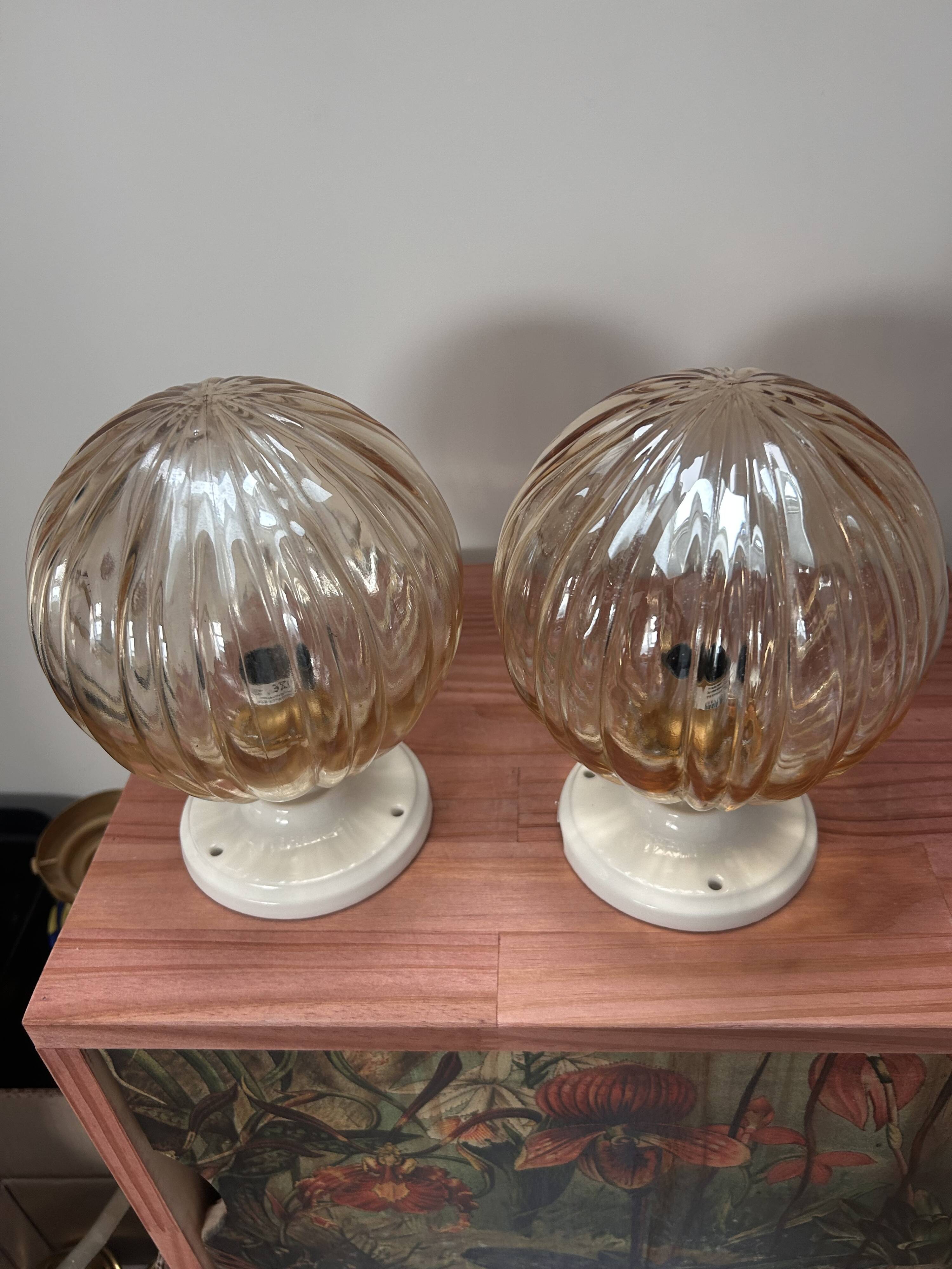 Pair of vintage globe wall lights