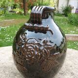 Dark brown ceramic potiche