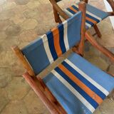 Children's folding armchair in wood and canvas