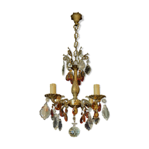 lustre 4 lumières bronze - pampilles