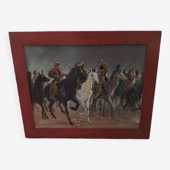 Orientalist scene painting Fantasia horses