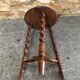 Old milking stool twisted feet vintage wood