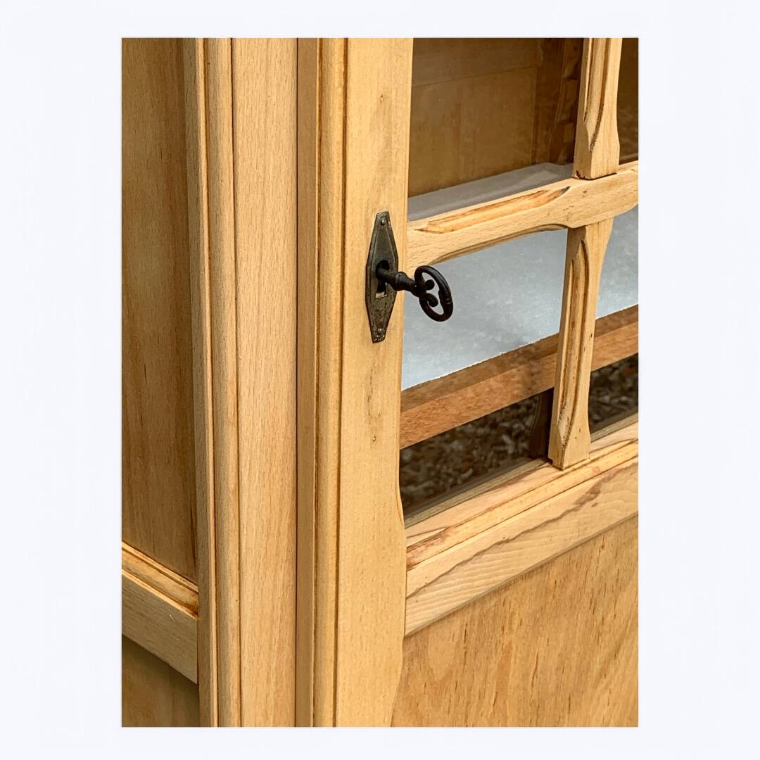 Parisian glass cabinet, raw wood, 1960s