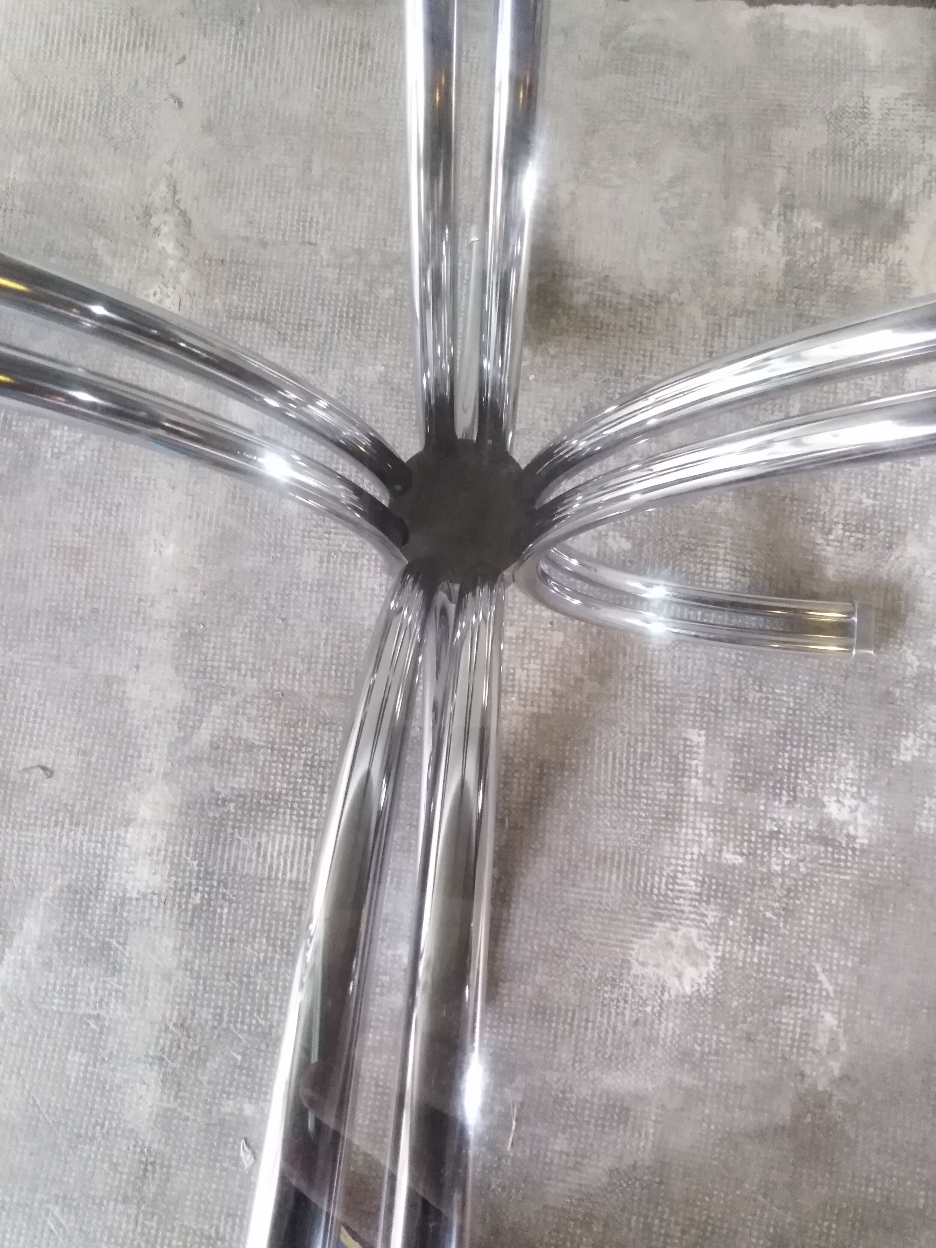 Large table Roche Bobois 1970 glass and chrome 8 pers