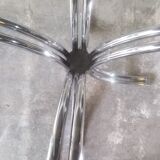 Large table Roche Bobois 1970 glass and chrome 8 pers