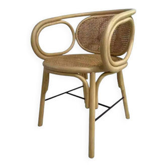 Rattan and cane armchair