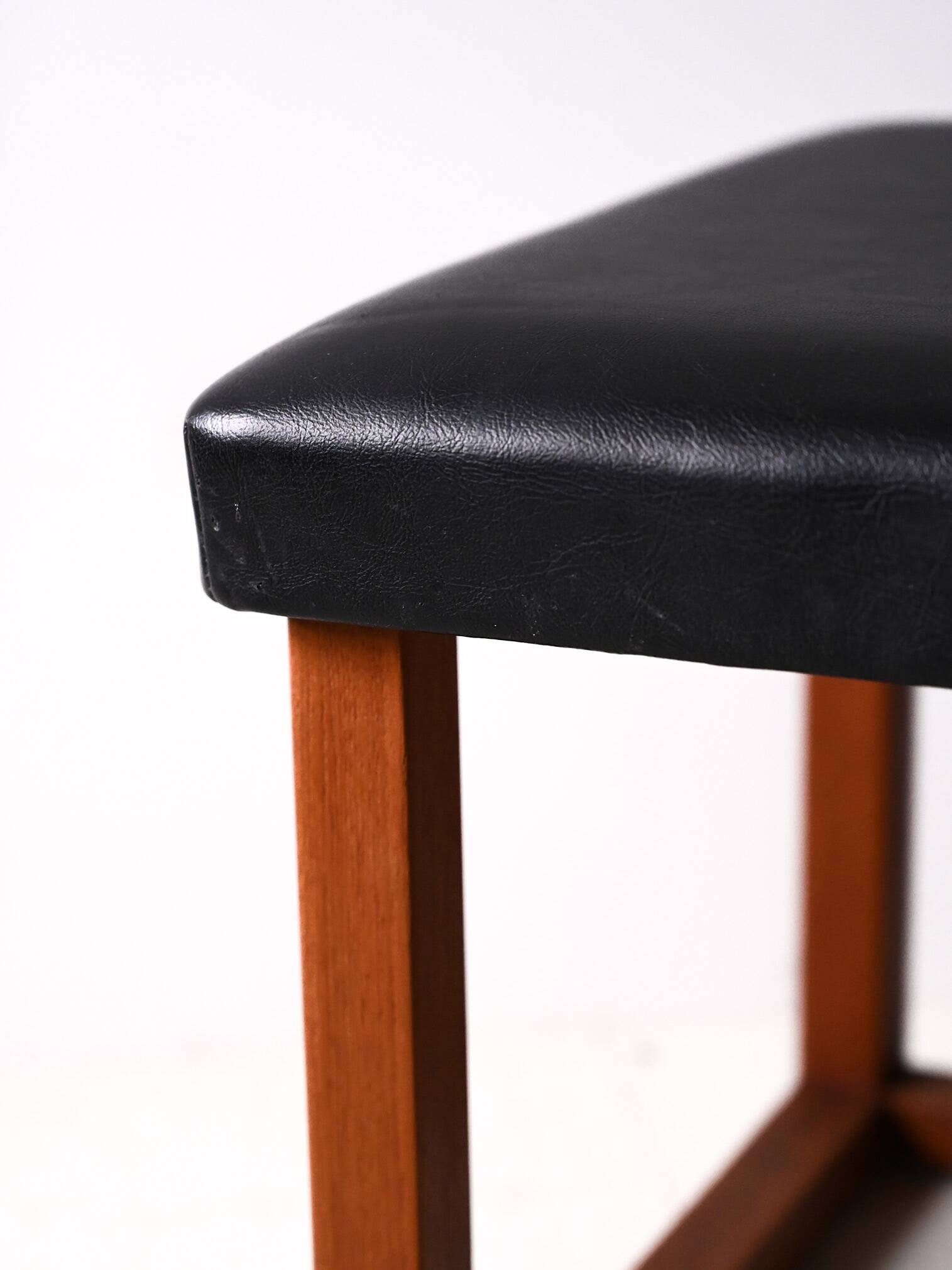 Scandinavian teak stool from the 60s – Faux leather seat