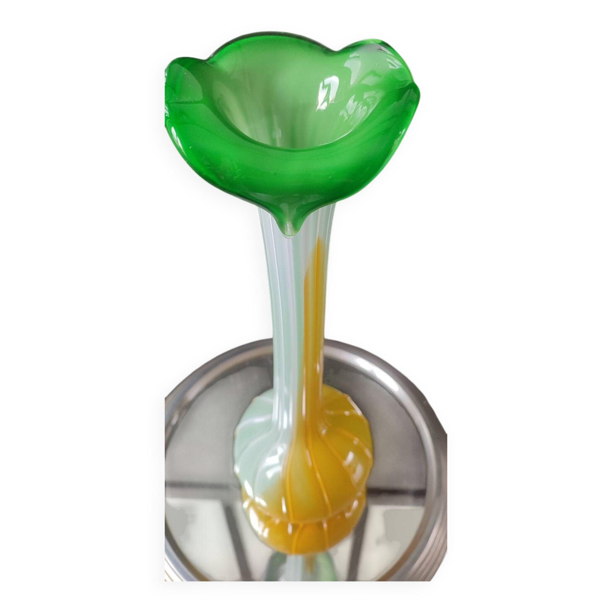 Large blown glass vase, artistic glassware from the 1970s.