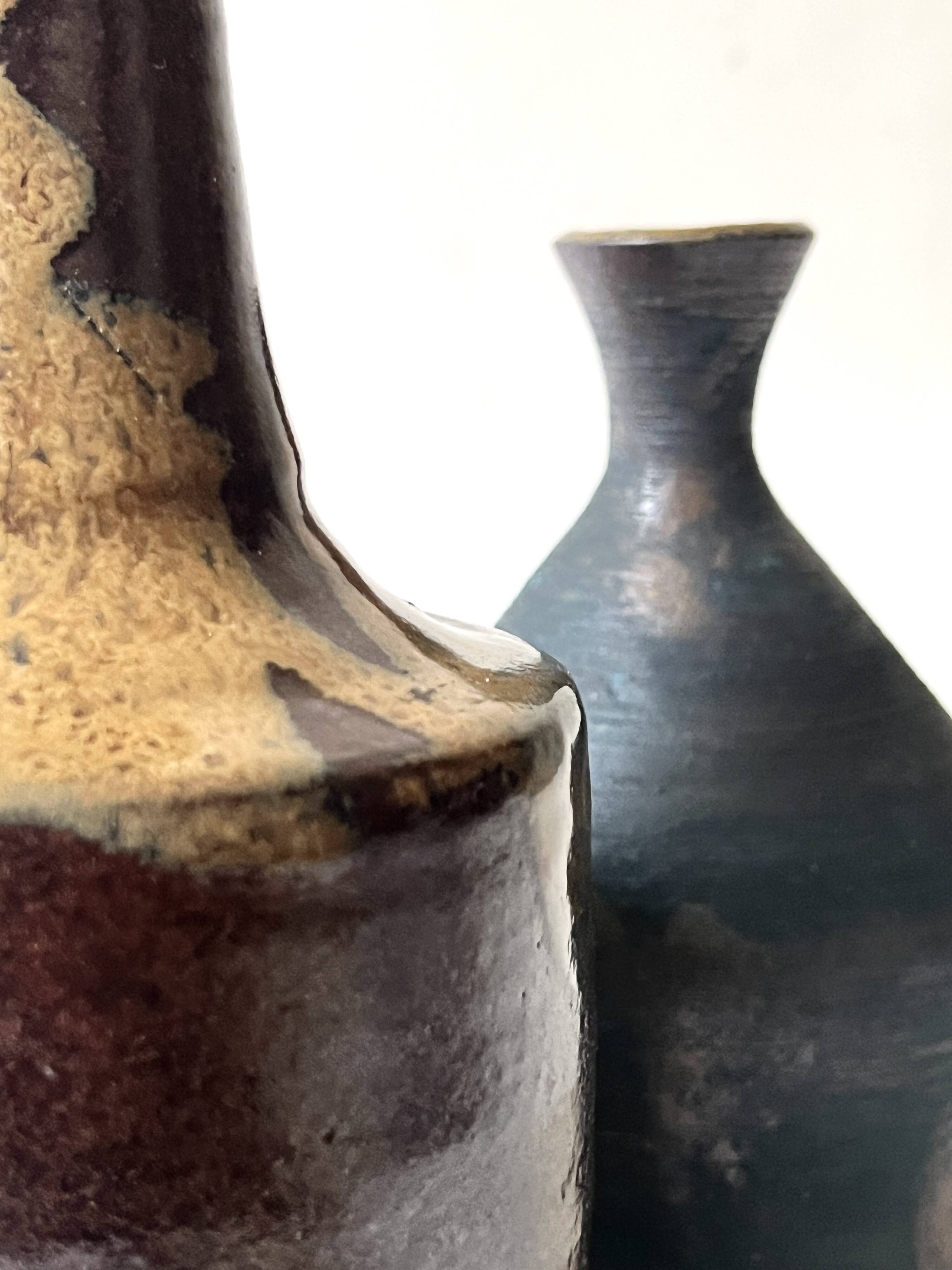 Handcrafted and signed stoneware vase, ceramic, circa 1970