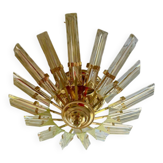 Venini ceiling light crystal glass gold structure Italy 1980s