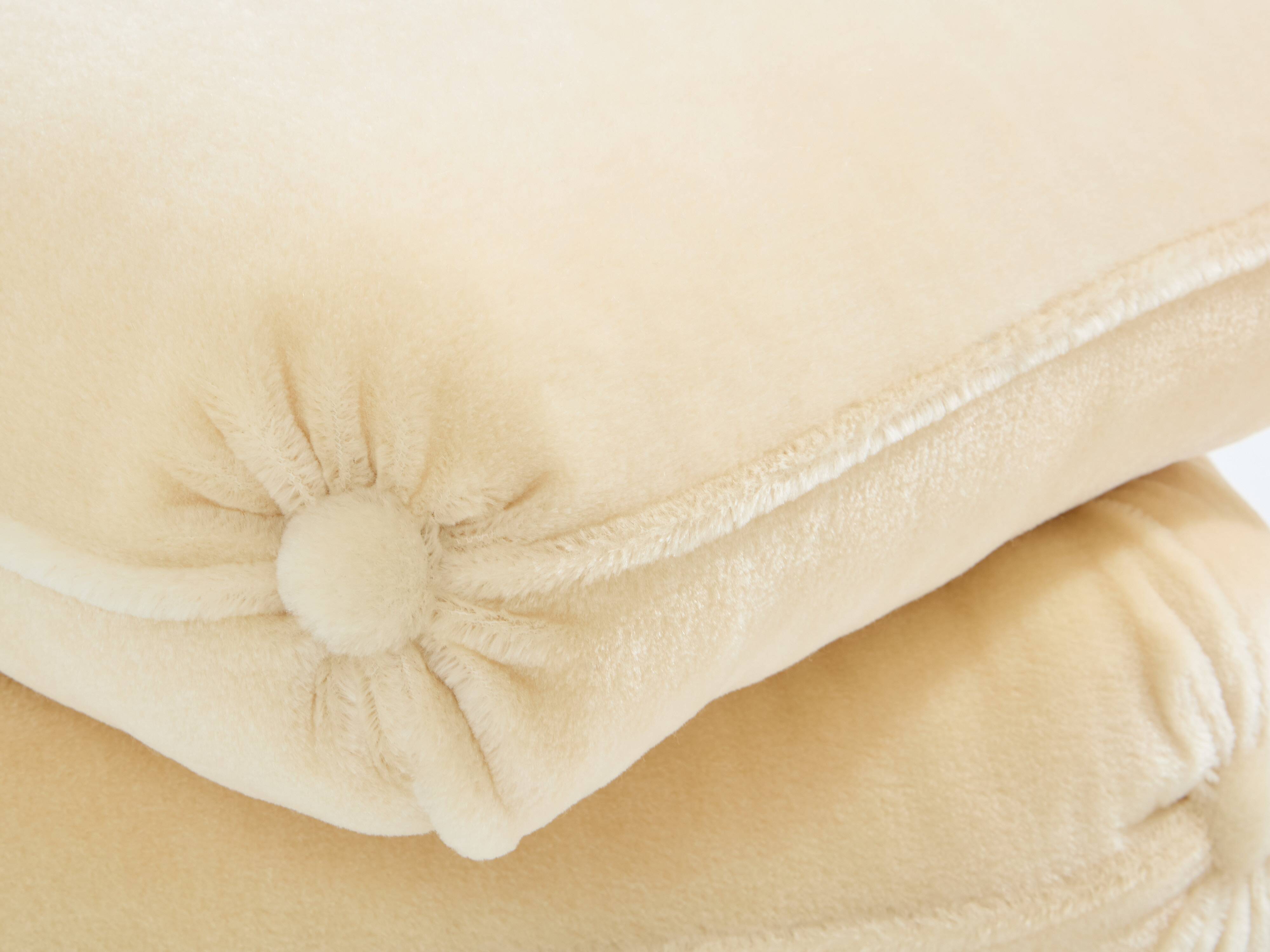 Jacques Charpentier pair of mohair velvet pouffes 1970