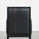 Armchair in black cowhide leather and wood with an Art Deco design