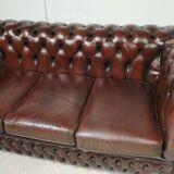 Sofa chesterfield brown leather three seater English