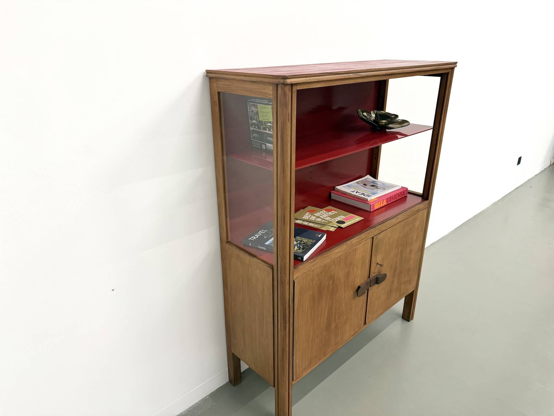 1950s Brazilian modernist library in exotic wood and lacquer