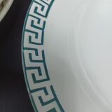 Mismatched set of old plates + dish - Green
