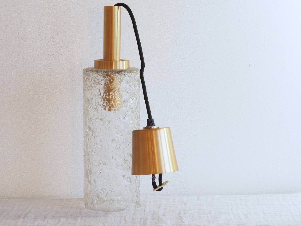 Carl fagerlund style cylindrical textured glass pendant light