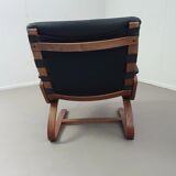 2 x Scandinavian black leather lounge chairs