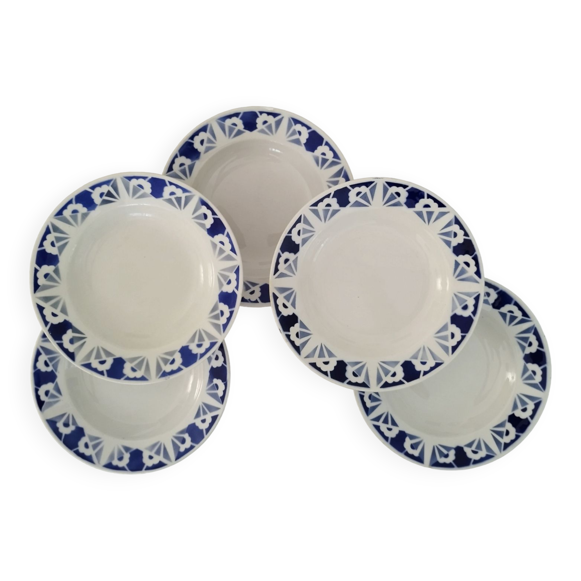 Deep plates opaque porcelain gien flanders model vintage art deco style decor