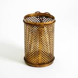 Mid Century Italian Regency Gilt Metal Waste Paper Bin from Li Puma