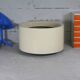 Important cylindrical planter in cream lacquered fiberglass, circa 1970