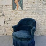Toad armchair, blue velvet