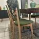 Chairs year 50/60, restored in green velvet and jungle parrot