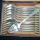 Box of 12 teaspoons in silver metal Art Deco style