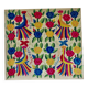 Large Mexican tapestry OTOMI TENANGO, colourful flowers and birds, 1970