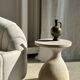 Large white circular armchair, white fabric upholstery