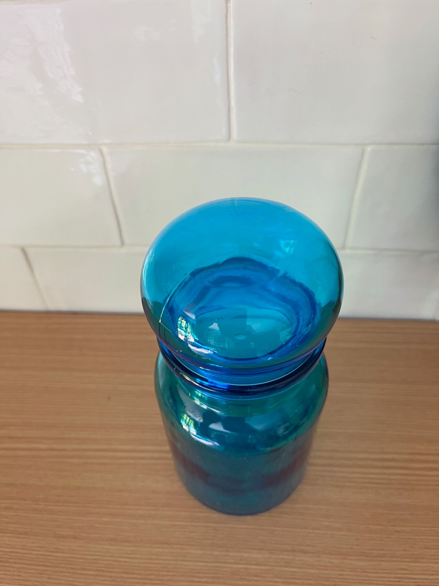 Vintage blue glass jar Made in Belgium