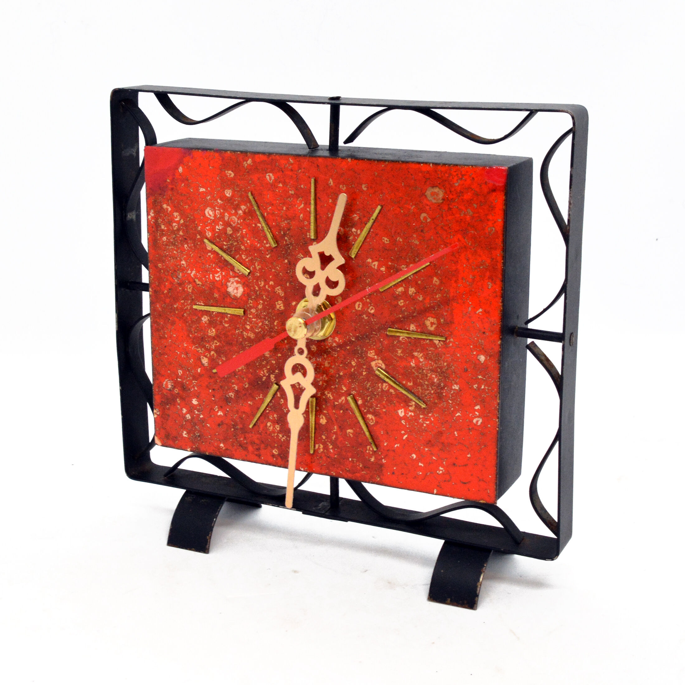 1970s modern electric fireplace clock VEB Elektrobau Greiz, Germany