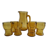 Service à orangeade  en verre ambré