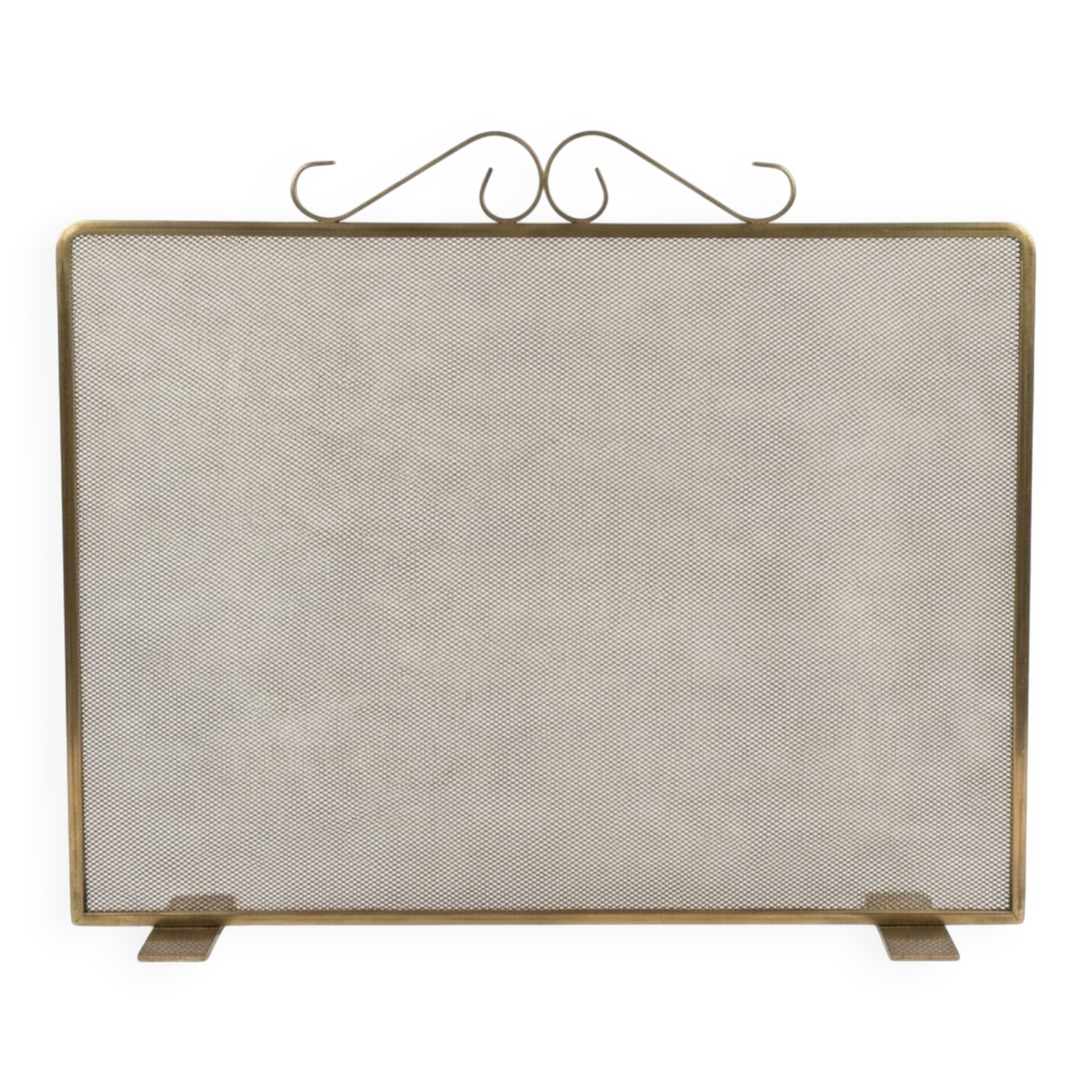 Fireplace screen in patinated gold iron