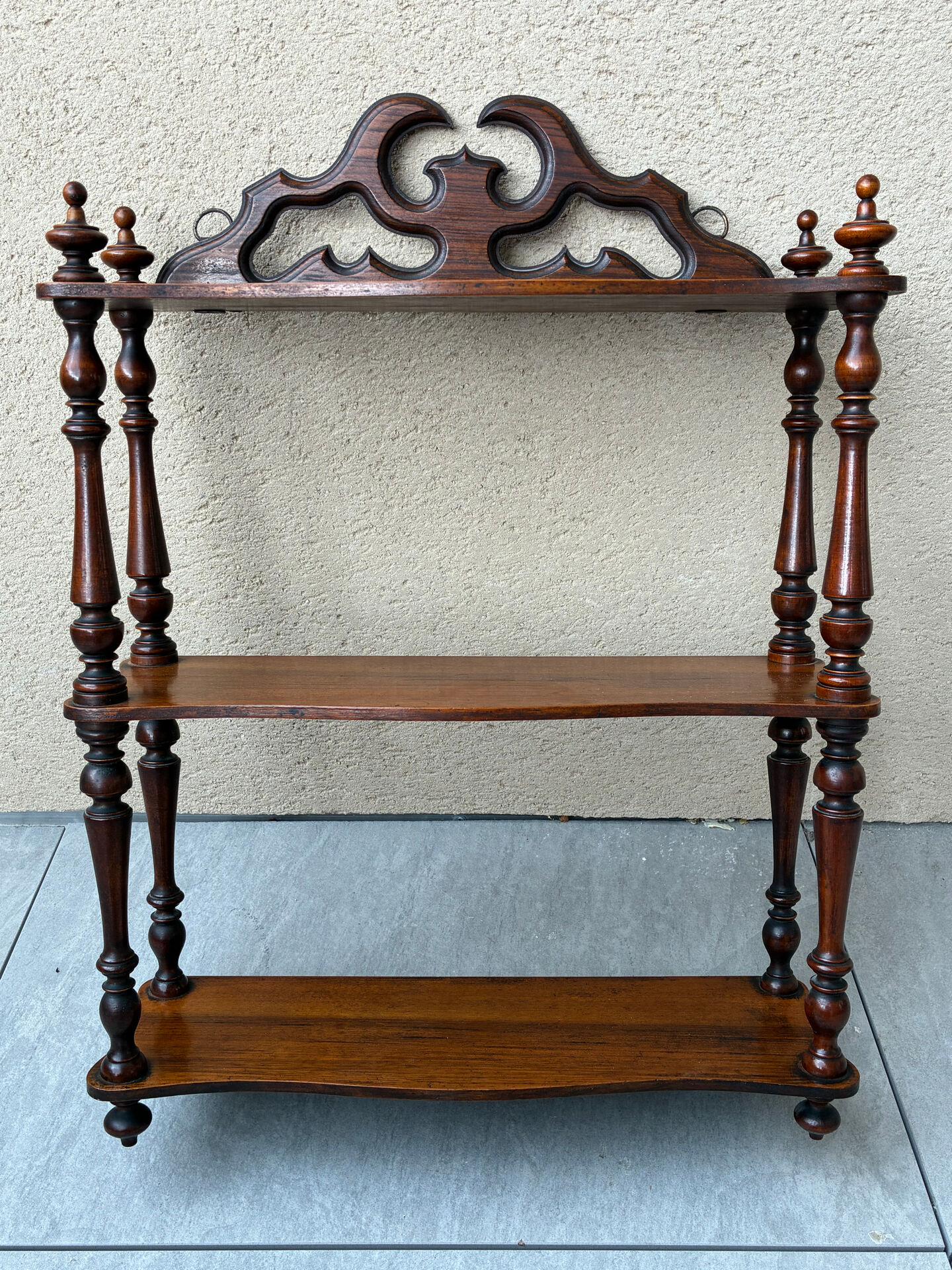 Vintage 60s turned wooden shelf