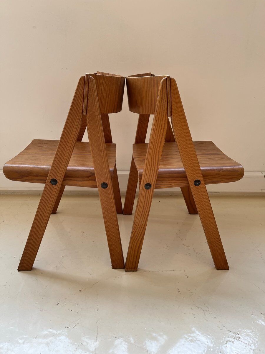 Chaises en bois par Martins Machado, années 1980, ensemble de 2