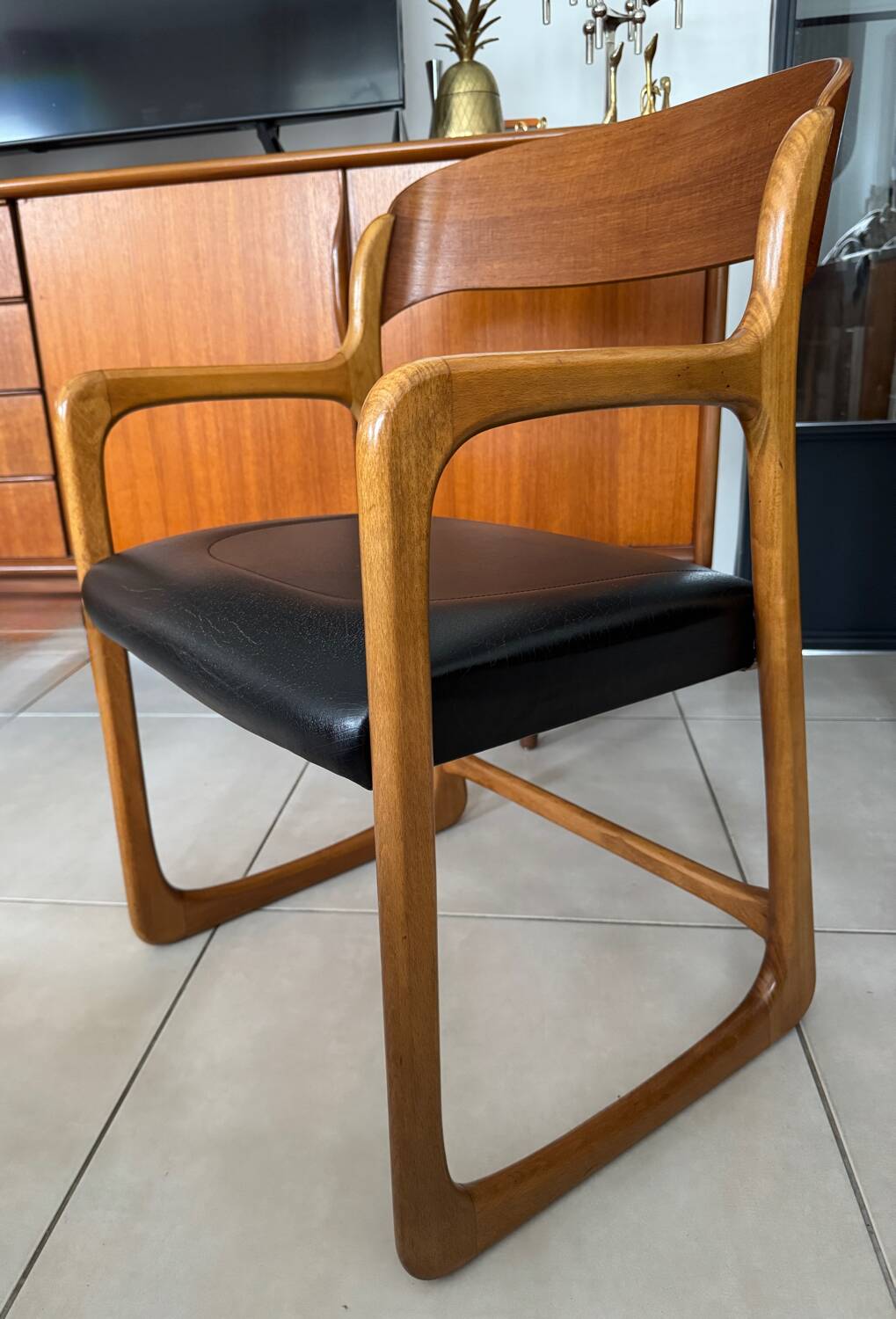 Vintage Baumann sleigh armchair