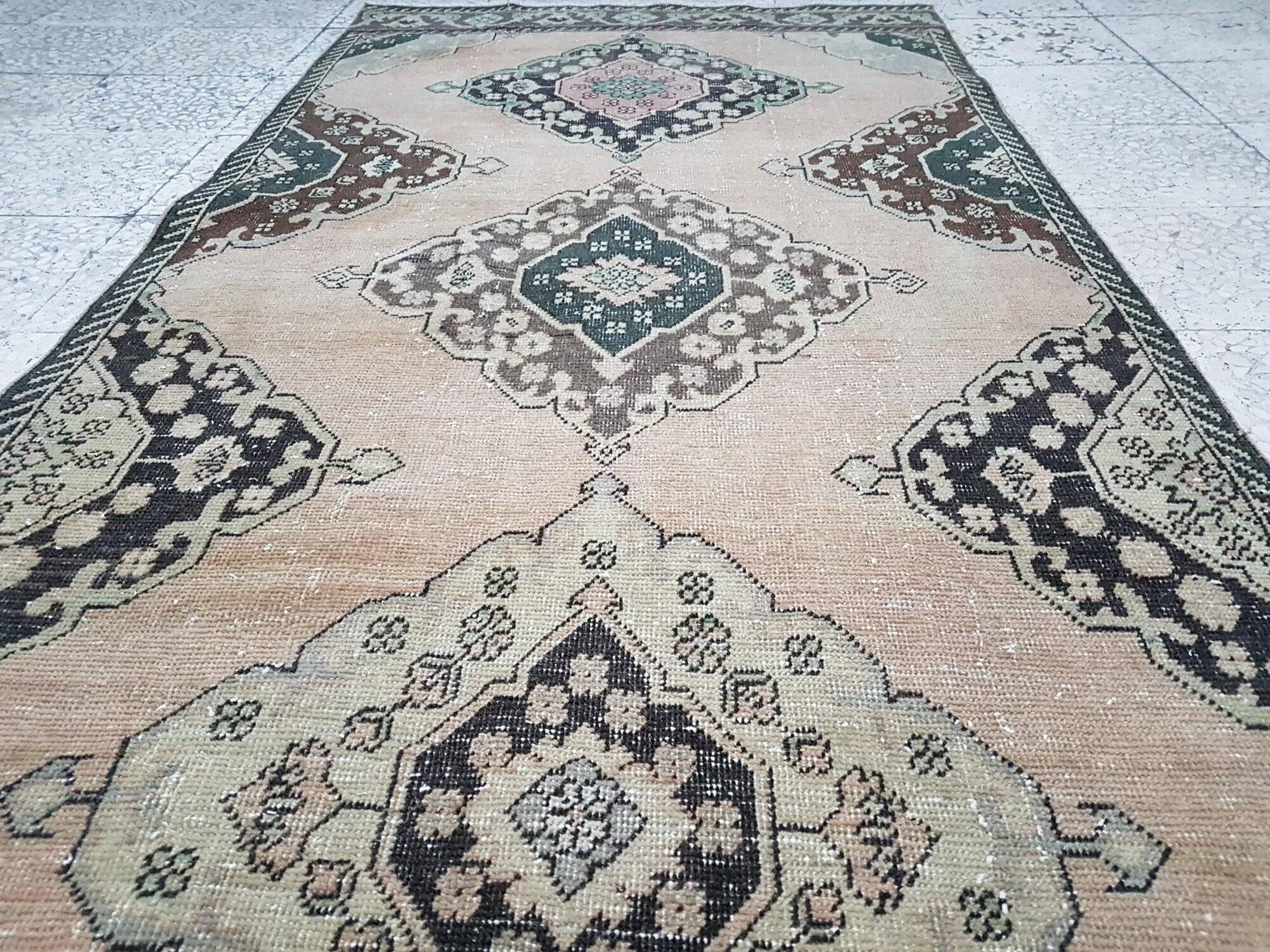 Vintage Turkish hallway rug 113x385 cm