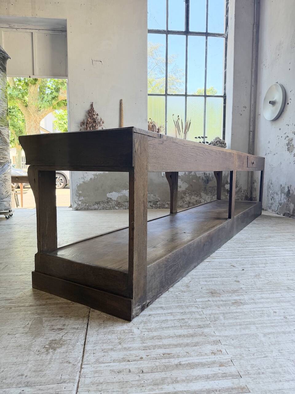 Table de gantier drapière 1900 chêne massif 330cm XL