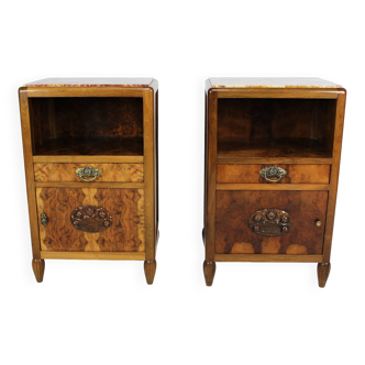 Pair of Art Deco bedside tables by Ateliers Gauthier-Poinsignon in walnut, circa 1920-1930