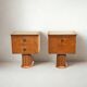 Ensemble de tables de nuit Art Déco scandinaves en bouleau des années 50.