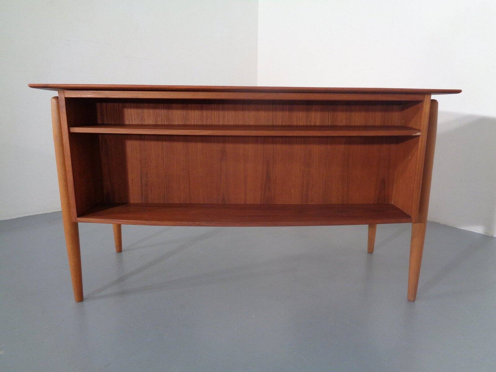 Vintage Danish Curved Teak Desk, 1960s
