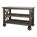 Îlot de cuisine en bois – Plateau zinc finition brute