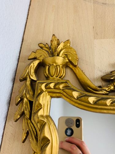 Miroir doré style classique années 60 Italie résine