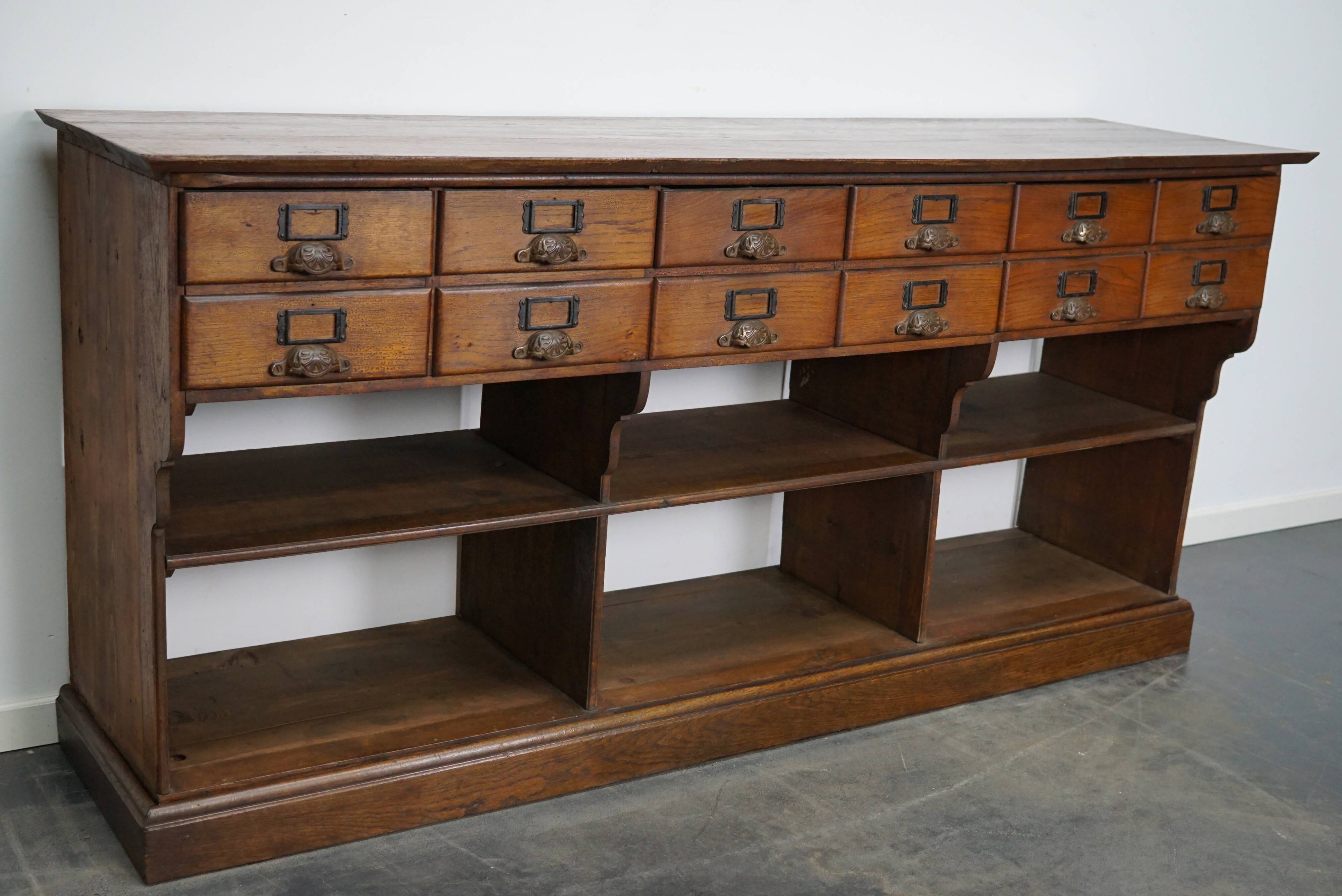 French oak late XIXth century general store shop / display cabinet